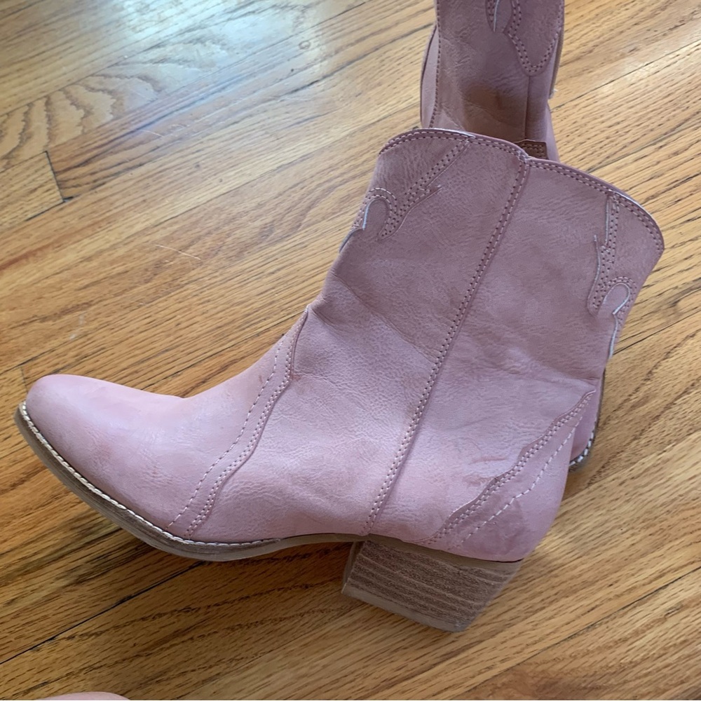 Pink Western Ankle Boots